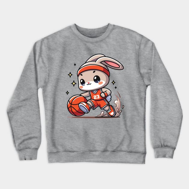 Basketball Bunny Crewneck Sweatshirt by JS Arts